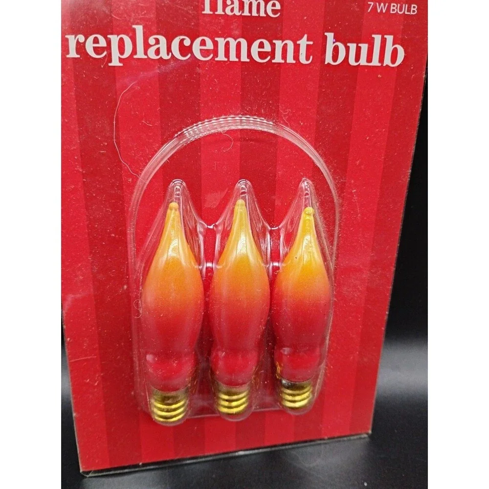 Holiday Time 3 Replacement Orange Flame Bulbs Lamp Candelabra 120V 7W NEW